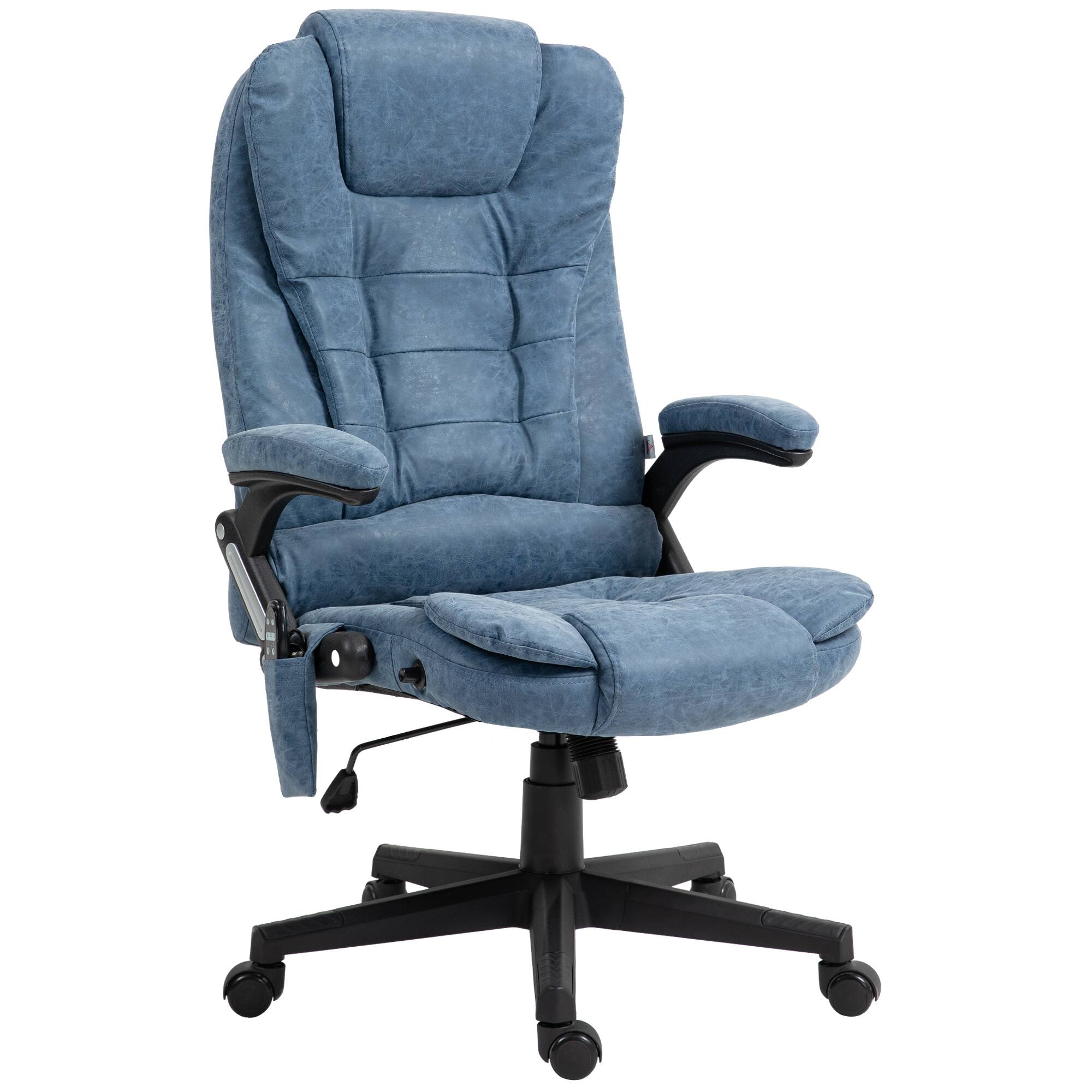 Front. APRILSOUL - Executive Office Chair with 6 - Point Vibration Massage Lumbar Heating 120° Recline High - Back Support Padded Armrests - Blue.