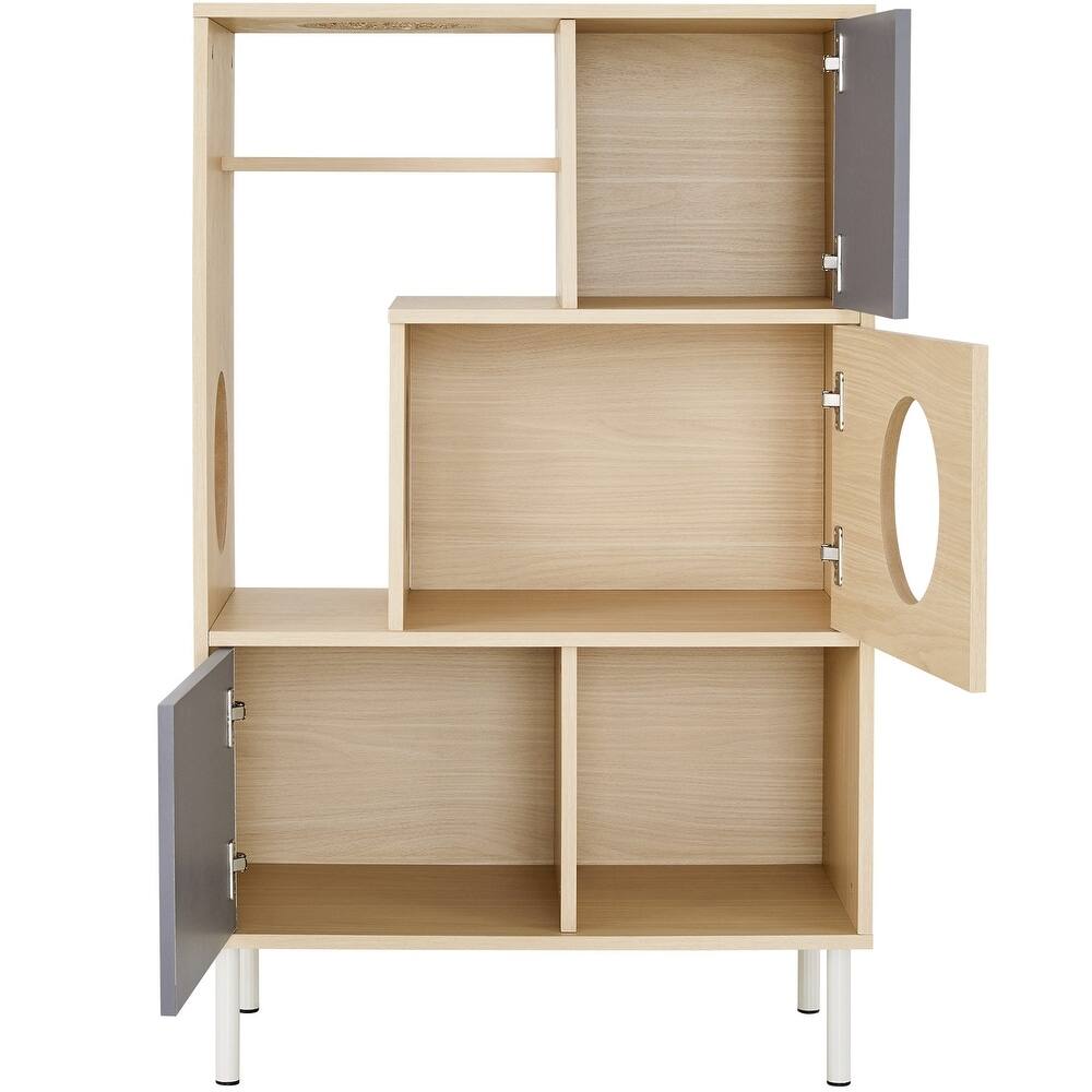 Front. Ficcuss Pets - Bookcase Cat Tree Shelves With Storage.