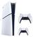 Front. Sony - Sony PS5 Slim Digital with Extra White Dualsense Controller - White.