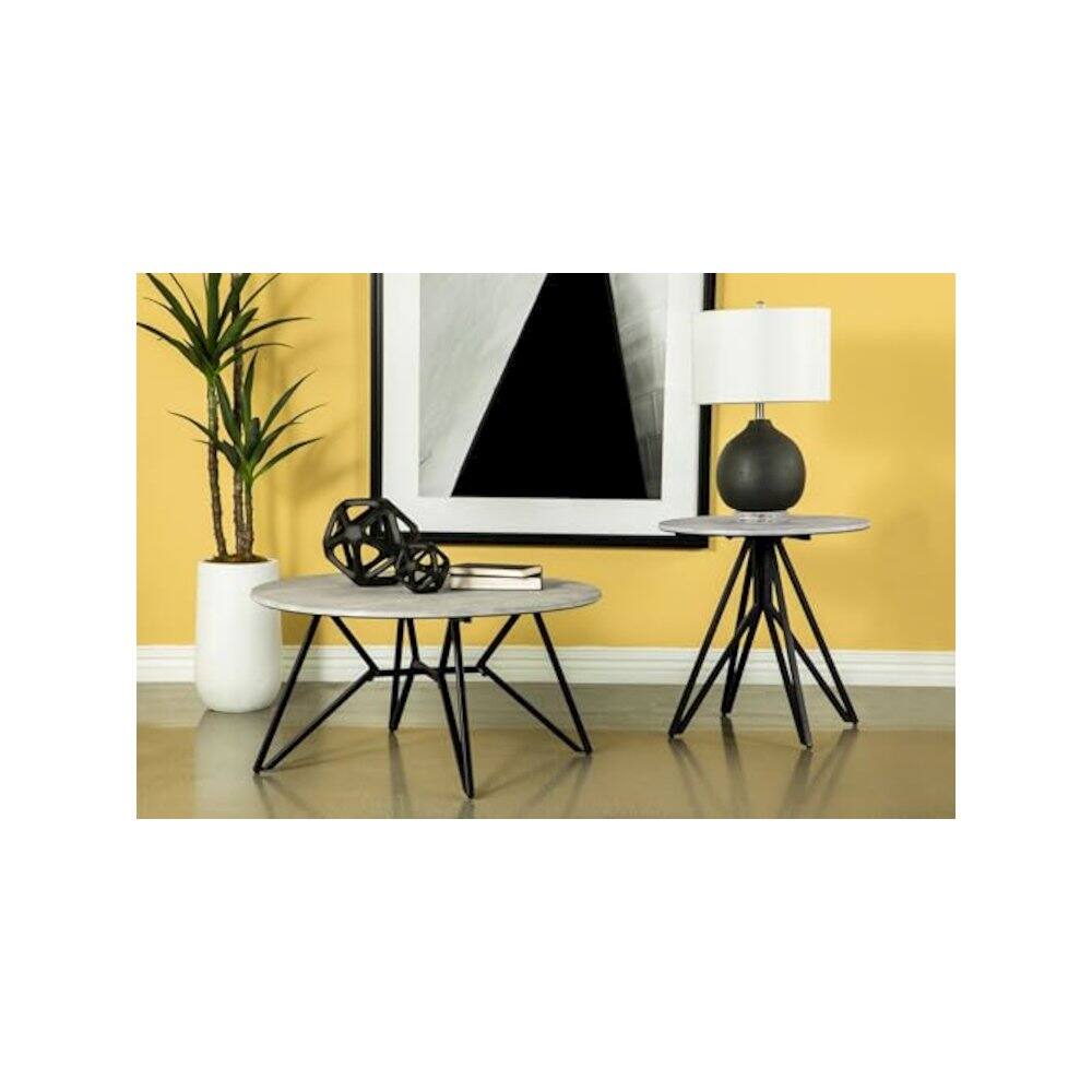 Alt View 1. Coaster Co. of America - Hadi 2-piece Round SmartTop Coffee and End Table Set Cement - Grey.
