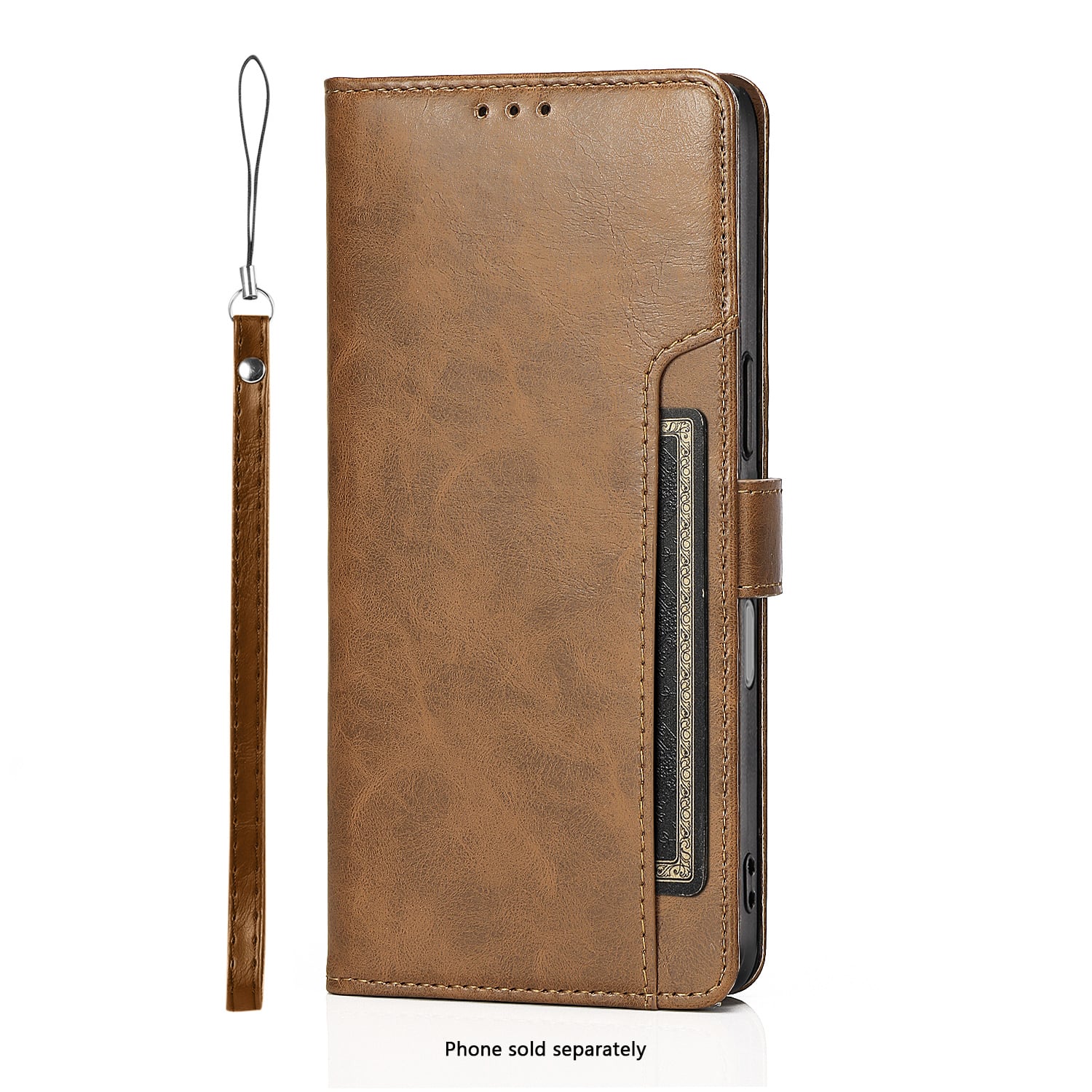 SaharaCase - Apple iPhone 17 Wallet Case | Genuine Leather Folio | Fits up to 6 Cards | Indy Series - Canyon Brown