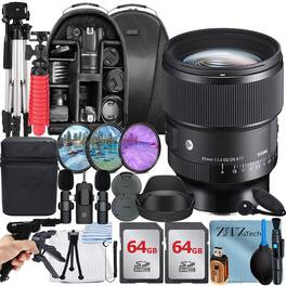 Sigma - 85mm f/1.4 DG DN Lens for Sony E Mount Bundle with 2x 64GB Memory Card + Case + ZeeTech Accessory Bundle - Black