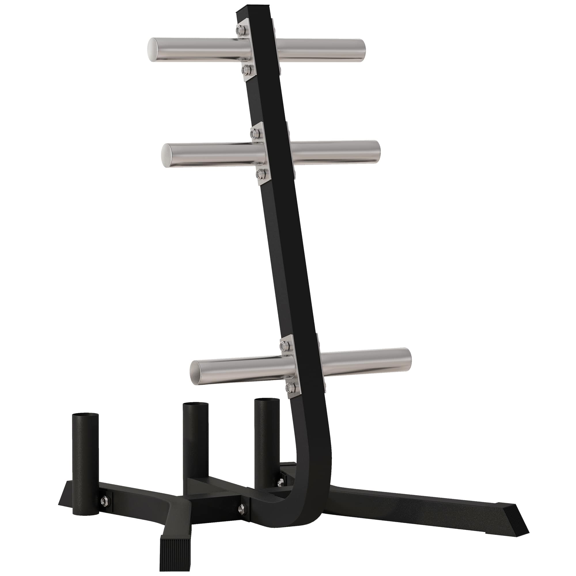 Soozier - 2-inch Weight Rack for Plates and 3 Bars, Olympic Weight Tree Bumper Plate Storage Holder, 660 lbs. Capacity - Black