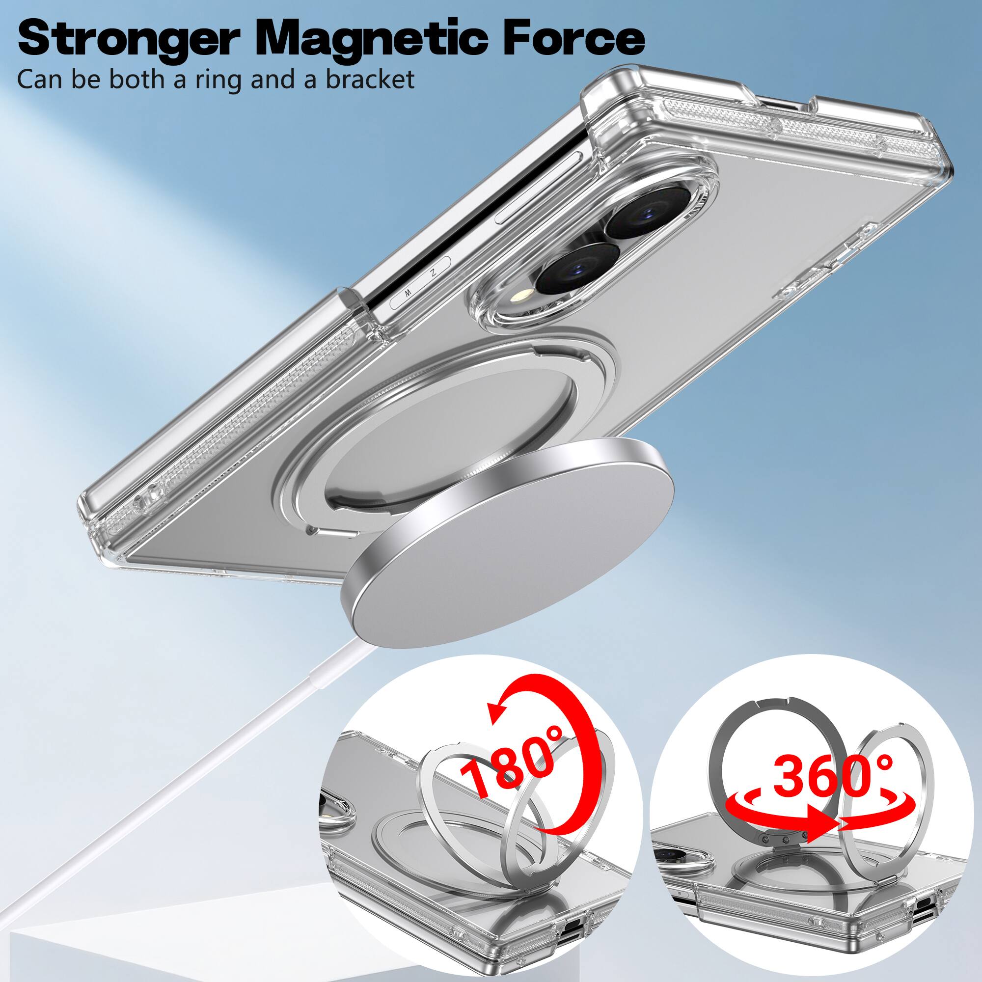 Stronger Magnetic Force  
Can be both a ring and a bracket  
180°  
360°