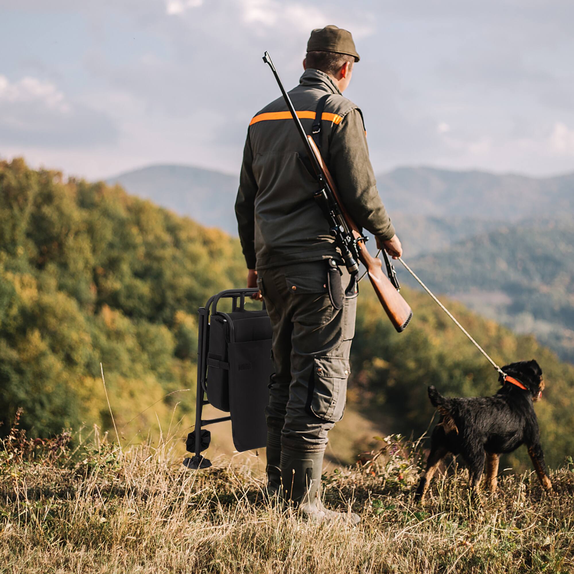 Alt View 5. Gymax - Gymax 360 Degree Swivel Hunting Chair Folding Hunter Blind Chair w/ All-terrain Feet - Black.