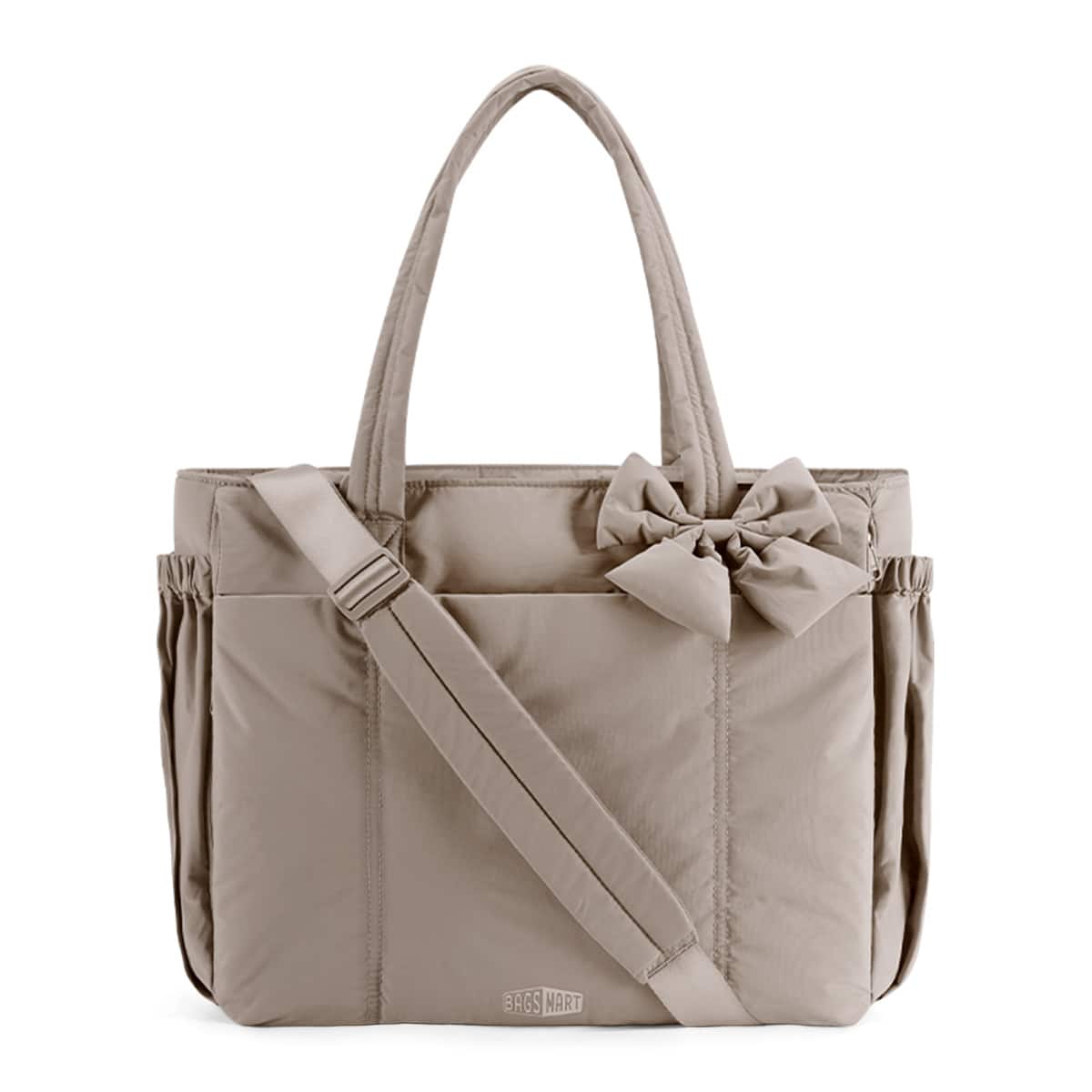 Bagsmart - Crush 20L Tote Bag for Women, Puffer Work Gym Bag, Fits 15.6" Laptop & 40oz Tumbler, Waterproof Pocket & Yoga Mat - Camel