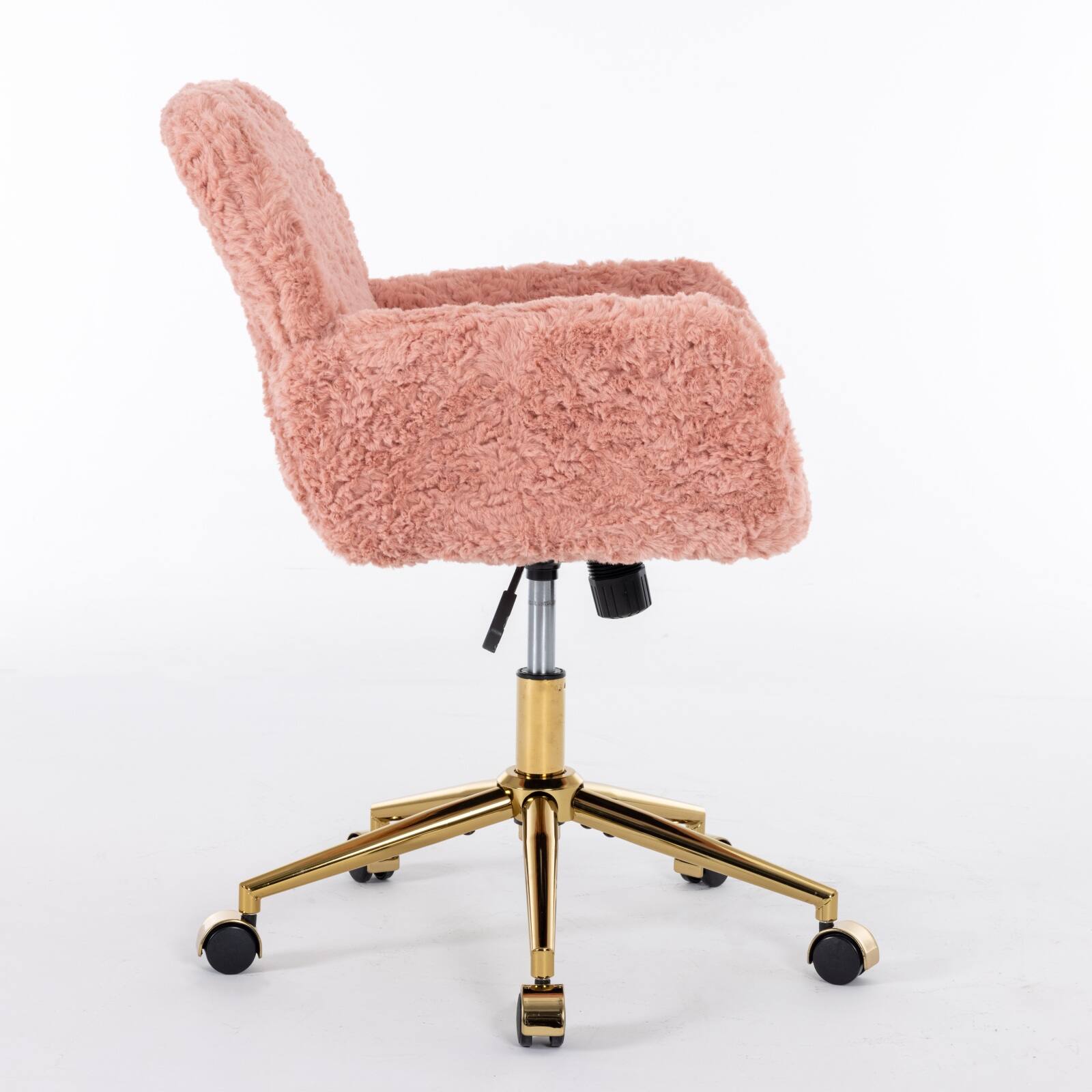 Alt View 2. GOODSILO - Premium Adjustable Swivel Office Chair with Golden Metal Base and Plush Velvet Upholstery for Home or Office Use - Pink.