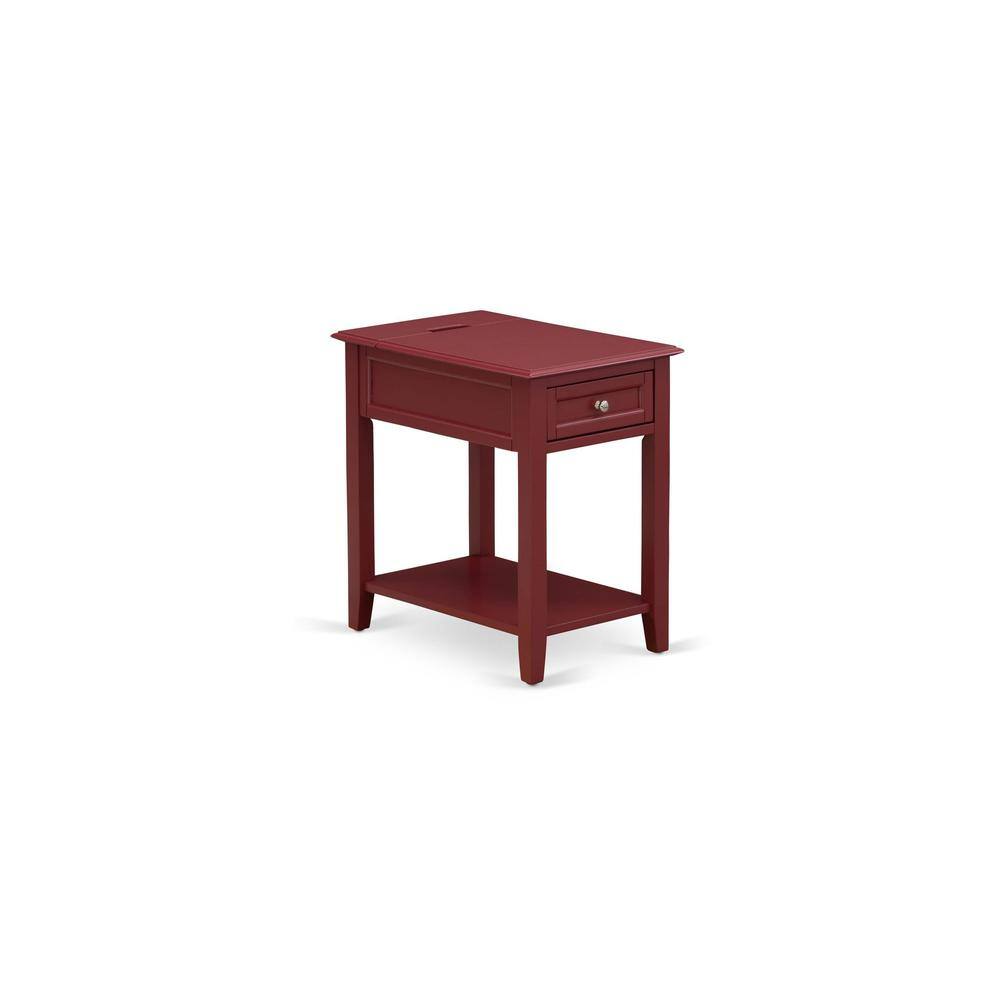East West Furniture - DE-13-ET Mid Century Night Stand with 1 Mid Century Modern Drawer, Stable and Sturdy Constructed - Burgundy