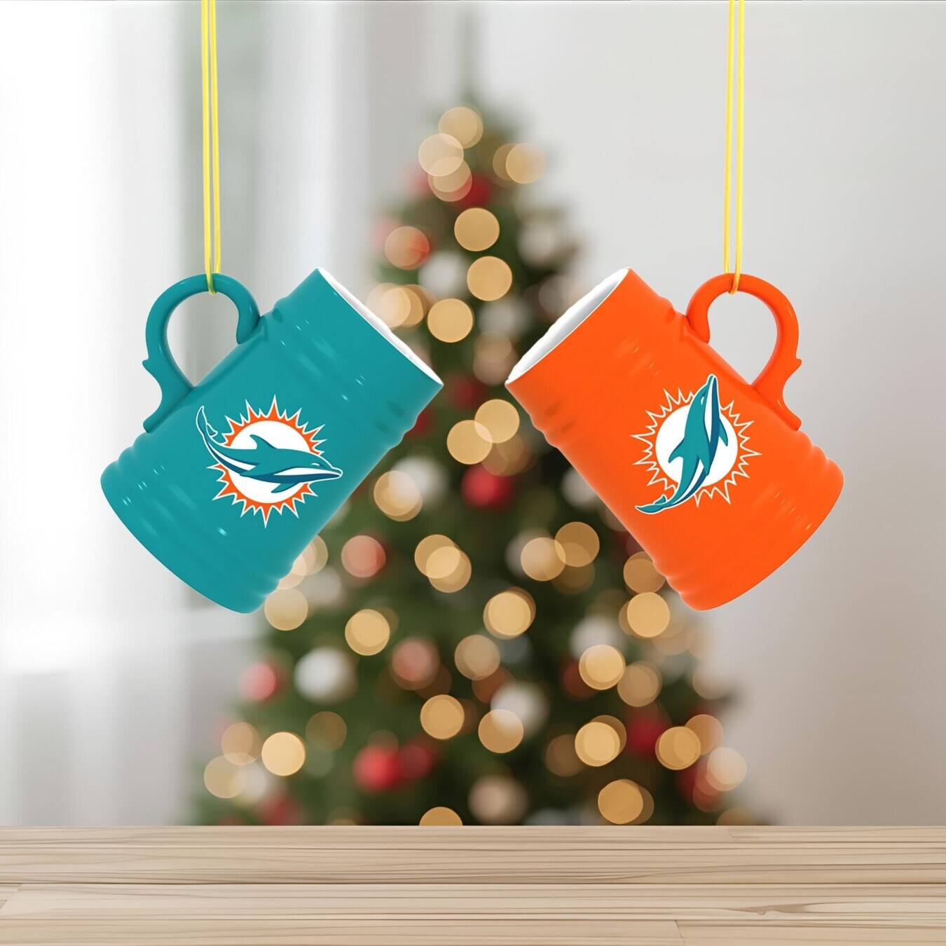 Alt View 1. Evergreen Enterprises - Miami Dolphins Two-Pack 3" Mini Stein Ornament Set - Multicolor.