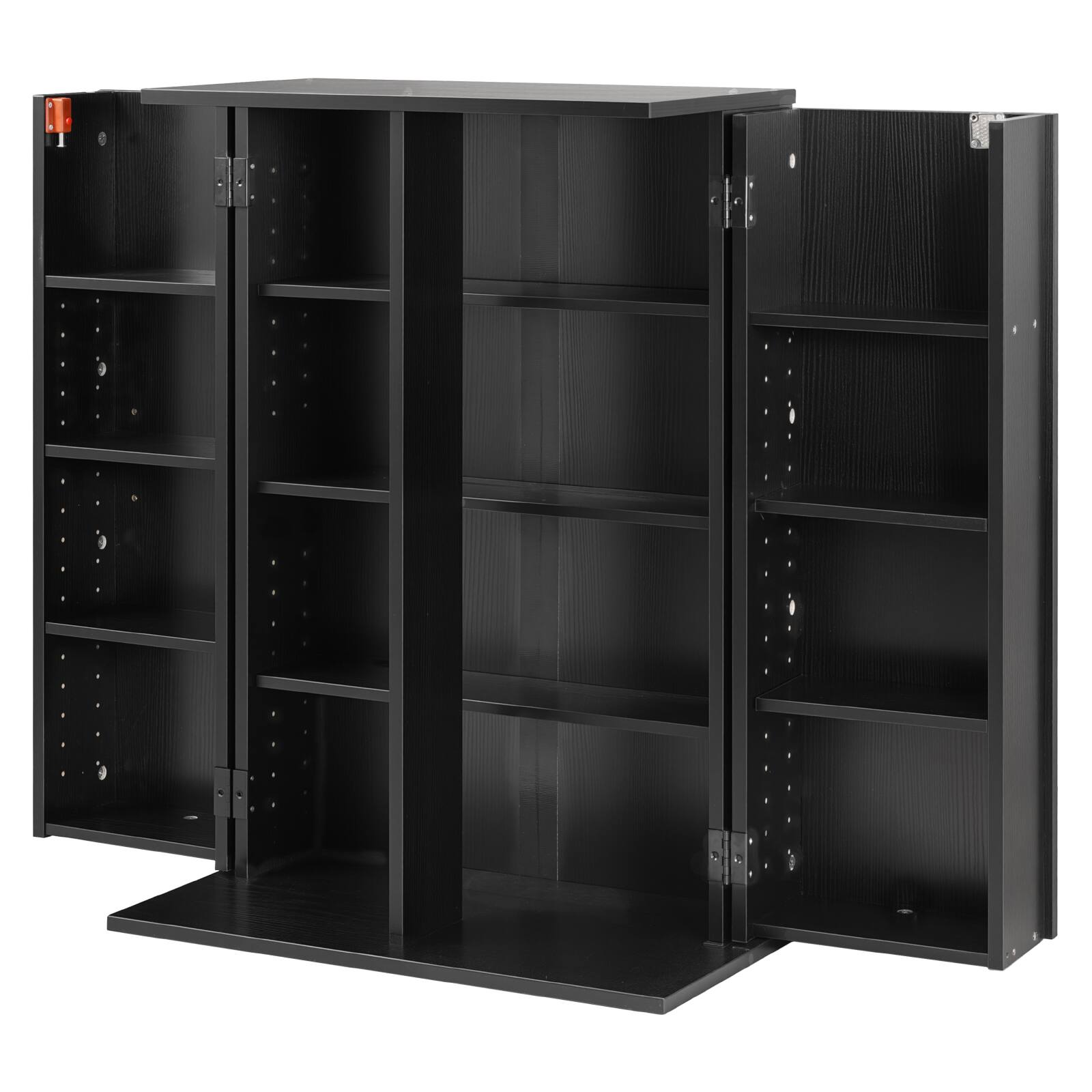 Alt View 5. VEVOR - Media Storage Cabinet, 4-Tier DVD Shelf Organizer, 24.02 x 14.49 x 33.31 in Multimedia Storage Organizer for CDs, DVDs - Black.