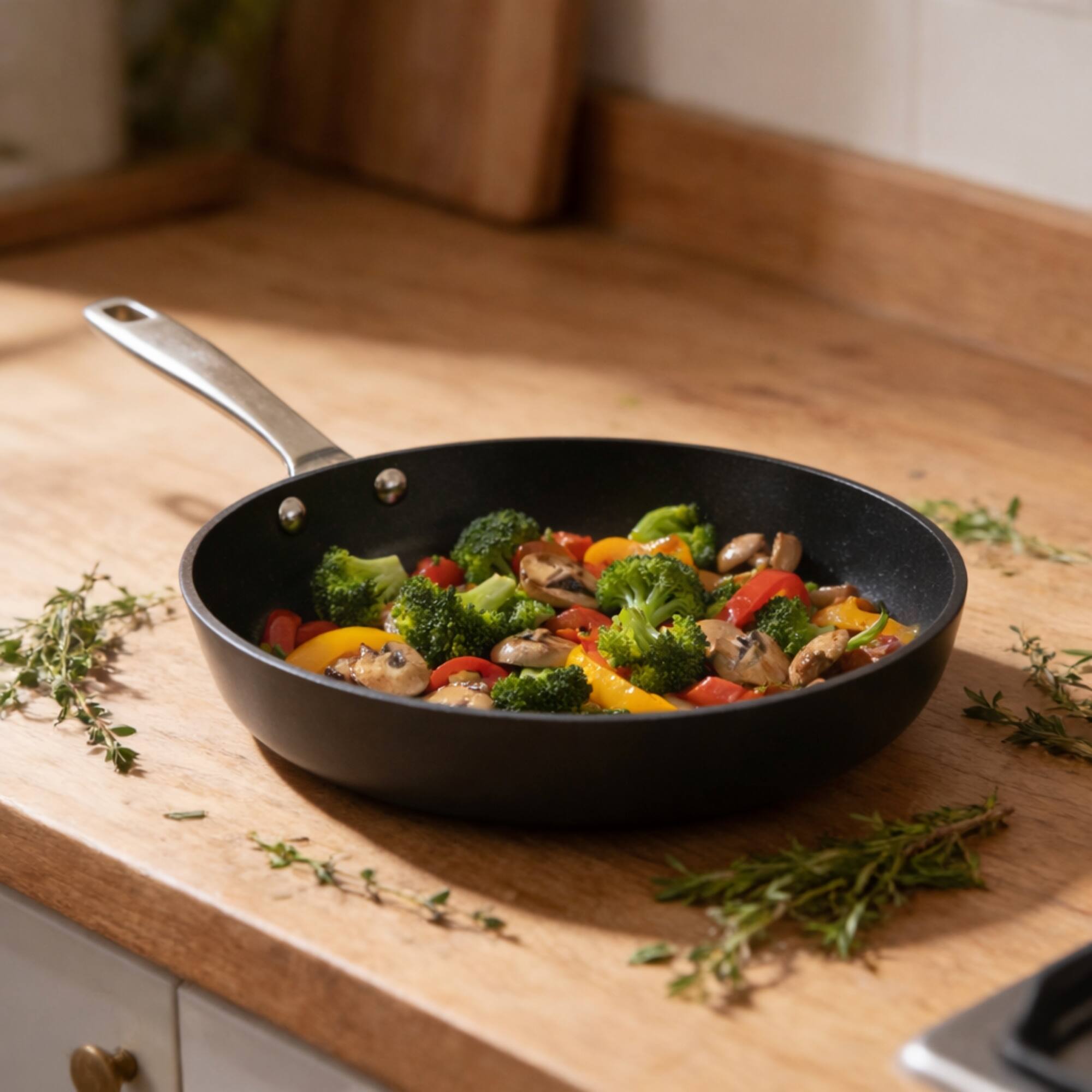 Left. Alva - Alva Maestro 8" Ceramic Nonstick Fry Pan – Toxin-Free, Oven Safe - Black.