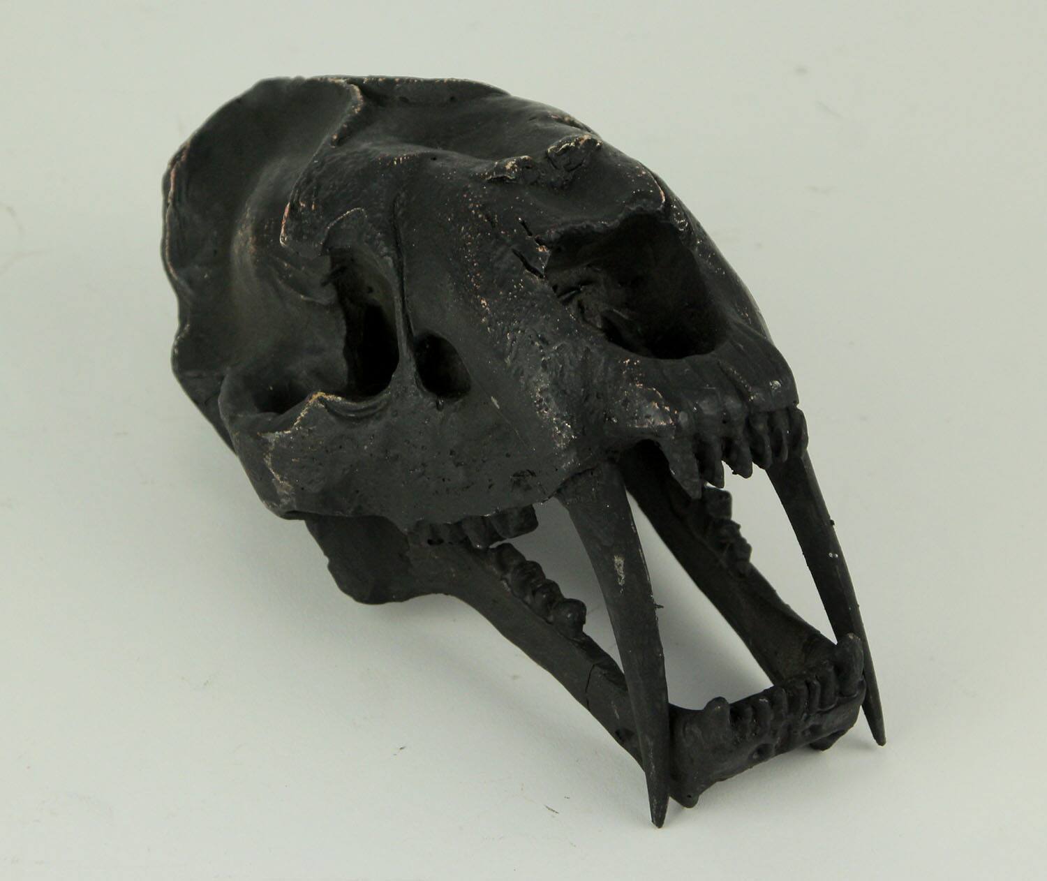 Alt View 1. Zeckos - Black Saber Toothed Cat Skull Statue Smilodon - Black.