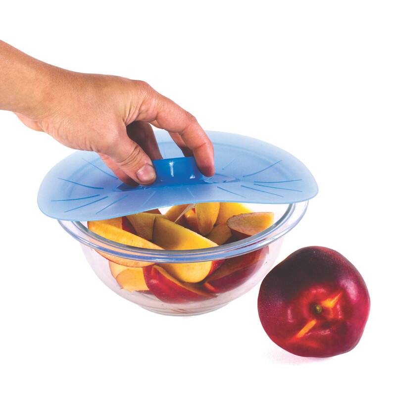 Back. Kitchen + Home - Silicone Bowl Covers - Set of 5 Lids - blue.