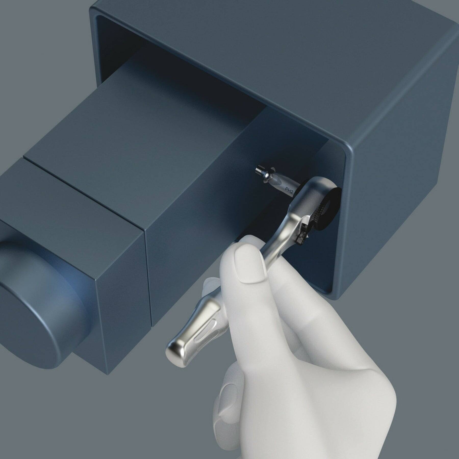Left. Wera - Wera 8001 A Zyklop Mini 1 Bit Ratchet ¼" SB with ¼" Drive, 2 Pieces - Silver.