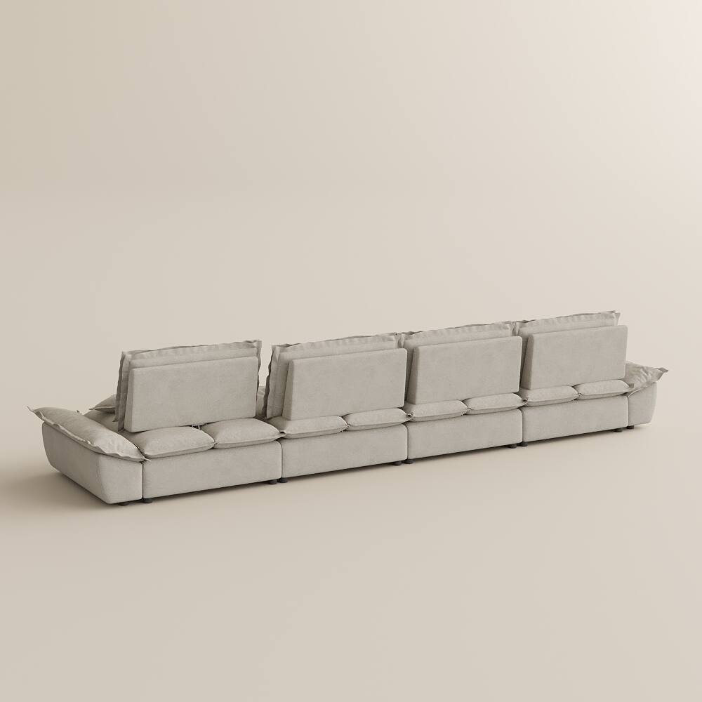 Alt View 9. POVISON - 182.67" Modern Deep Sofa with Adjustable Backrest - Beige Suede Fabric.