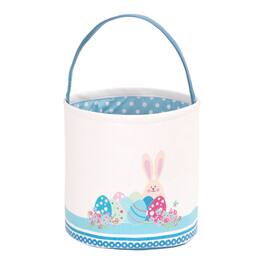 Paradigms Interiors - Easter Bunny Basket Egg Buckets Gifts Tote Bags Canvas Cotton Green Cute Personalized Hunt Stuffers For Party - 1-Blue
