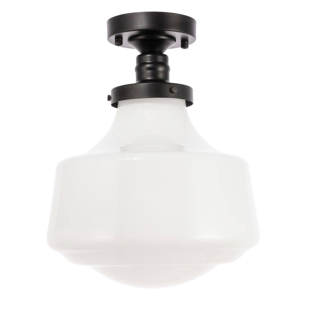 Alt View 7. Living District - Lyle 1 light Black and frosted white glass Flush mount - Black And Frosted White Glass.