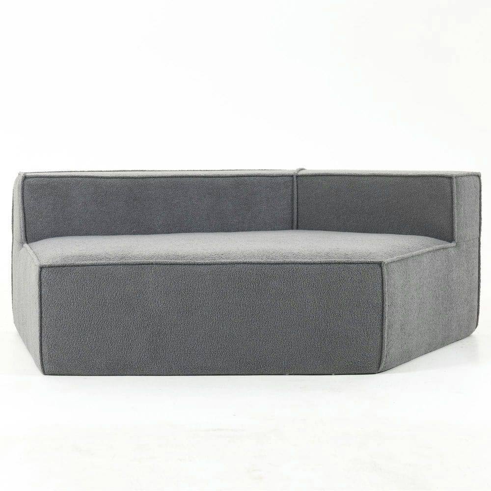Alt View 5. Resenkos - Grey Teddy Fleece Single Sofa Chair - Compressed Modular Wide Seat with 3 Back Cushions, Soft All-Foam Home Lounge Chair - Gray.
