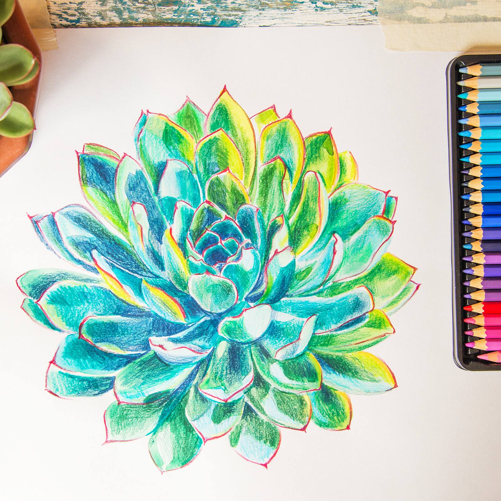 Alt View 5. Unique Bargains - Watercolor Pencil, 6pcs Water Soluble Pencils for Blending, Coloring, Sketch Drawing, Painting, Bright Red - Bright Red.