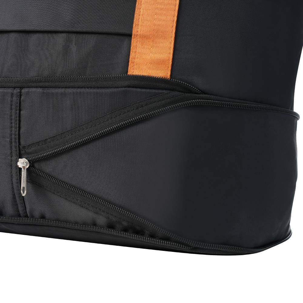 Back. BreeBe - 4-Piece Expandable ABS Luggage Set with Spinner Wheels, Durable Suitcases and Travel Bag for Carry On and Trips - Black+Brown.