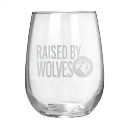 Great American Products - Minnesota Timberwolves Etched 17oz. Rally Cry Stemless Wine Glass - Multicolor