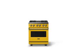 Viking - 30"W. 4 Burner Pro5S 4.7 Cu. Ft. Freestanding Sealed Dual Fuel Convection LP Range-Daffodil/Brushed Brass - Daffodil