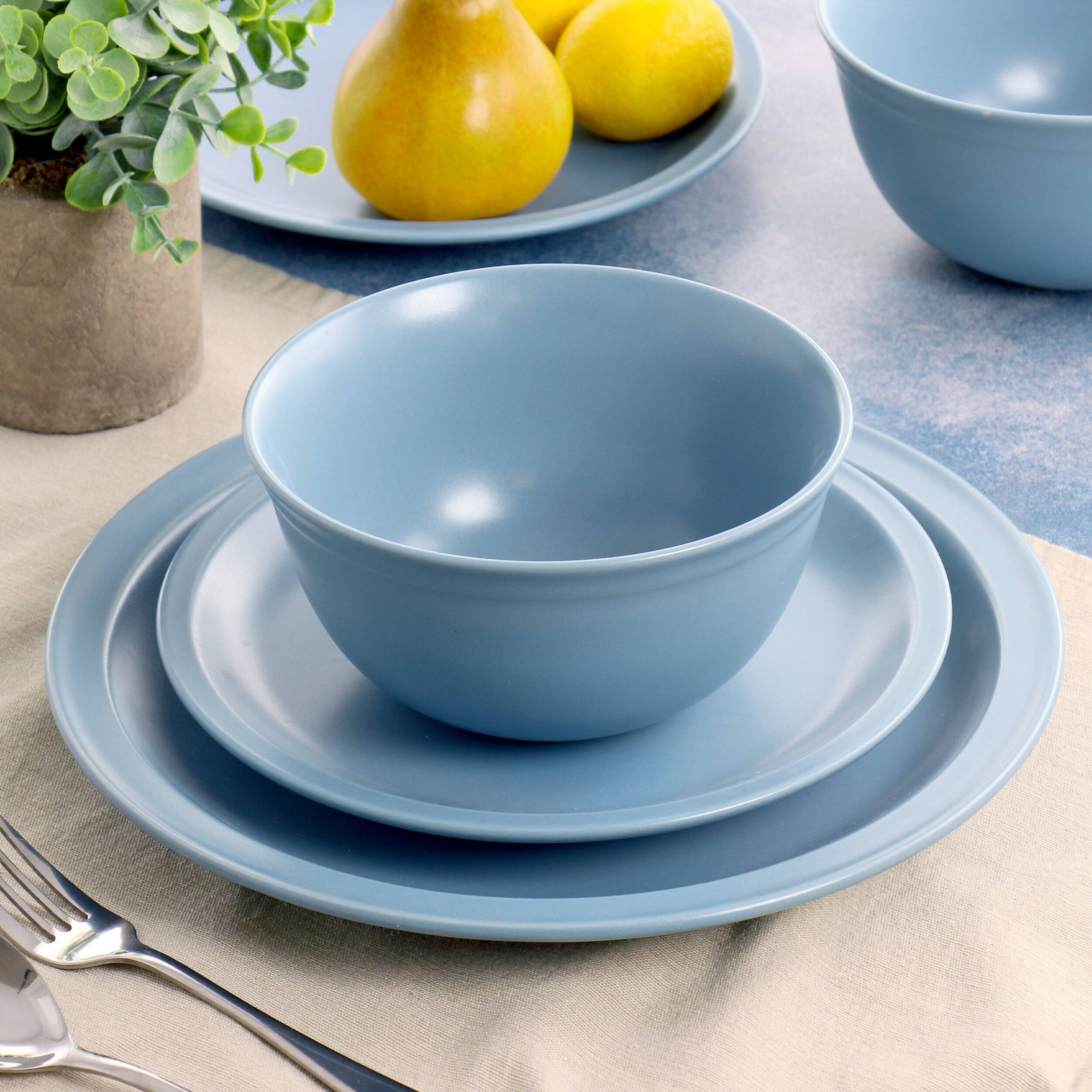 Alt View 7. Gibson - Gibson Home Siam 12 Piece Round Stoneware Dinnerware Set in Blue - Blue.