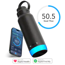 Hidrate - 32 oz HidrateSpark PRO 2 Smart Water Bottle - Health & Wellness Tracker - Apple Health - Smart Ring & Watch Compatible - Black