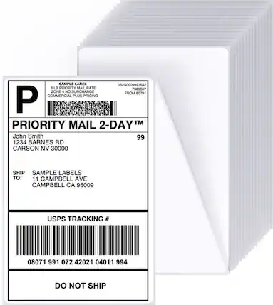 SAMPLE LABEL
06250009993642
6 LB PRIORITY MAIL RATE
ZONE 4 NO SURCHARGE
COMMERCIAL PLUS PRICING
PRIORITY MAIL 2-DAY™
John Smith
1234 BARNES RD
CARSON NV 30000
SHIP TO:
SAMPLE LABELS
11 CAMPBELL AVE
CAMPBELL CA 95009
USPS TRACKING #
08071 991 072 42021 04011 994
DO NOT SHIP