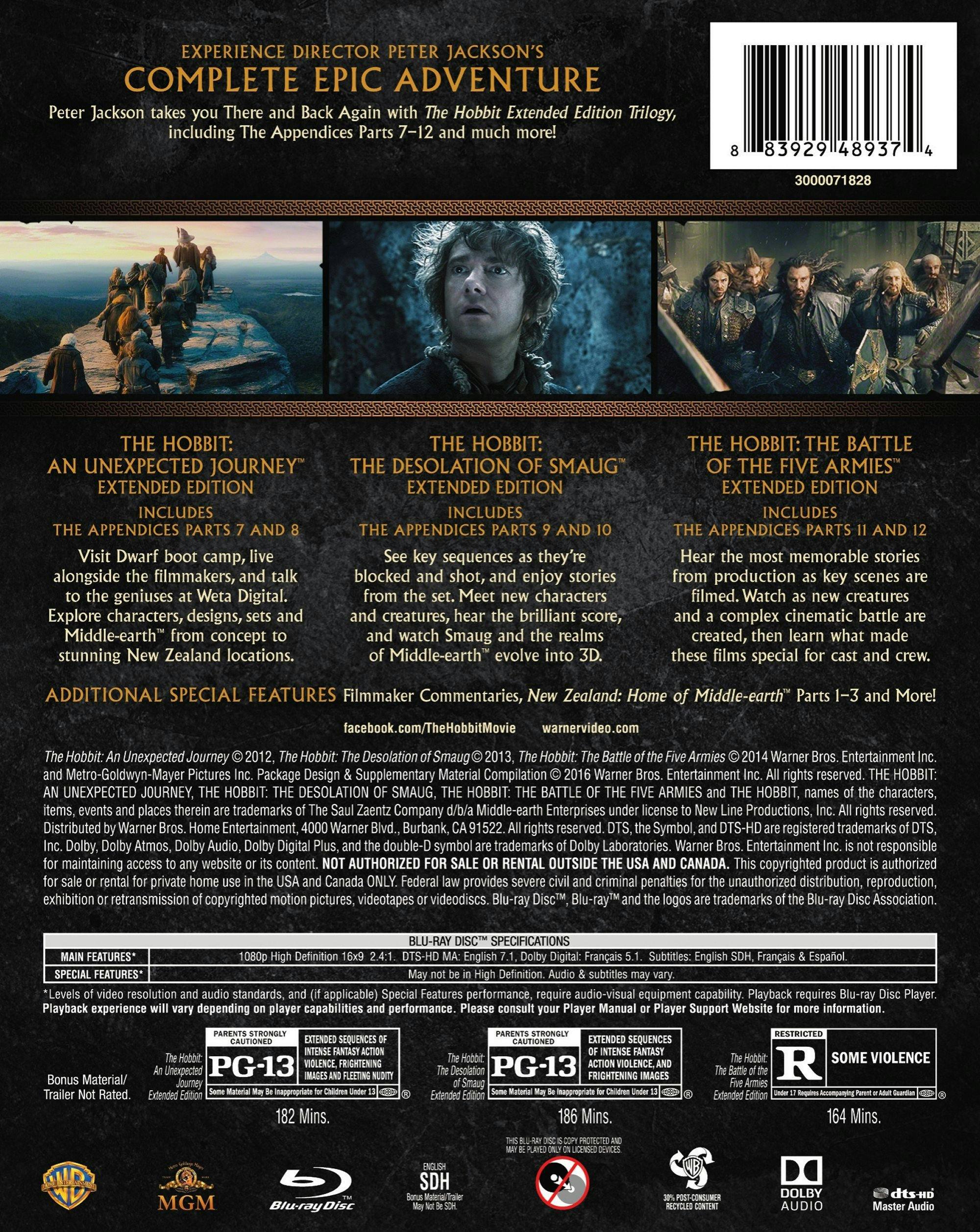 Angle. The Hobbit: Trilogy - Extended Edition (Box Set) [Blu-ray].