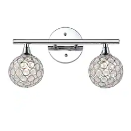Jonathan Y - Maeve 13" 2-Light Iron/Glass Contemporary Glam LED Vanity Light - Chrome