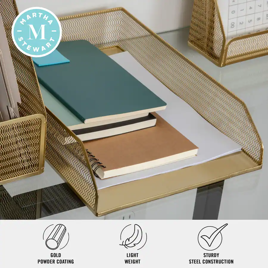 Cohesive Paper Example Martha Stewart Ryder Mesh Metal Desktop Tray Organizer Set Gold HH ...