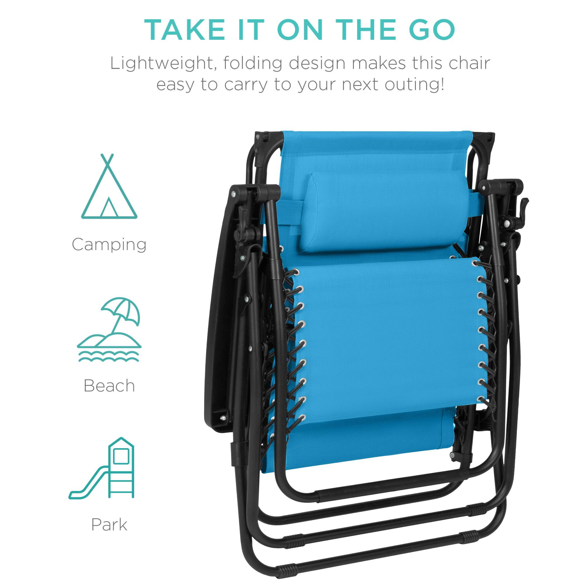TAKE IT ON THE GO  
Lightweight, folding design makes this chair easy to carry to your next outing!  

Camping  
Beach  
Park