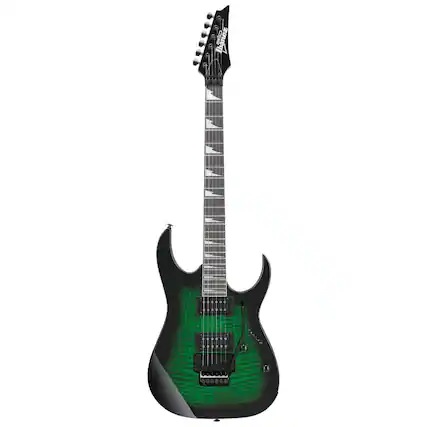 Front. Ibanez - Ibanez GRG320FATEB GIO RG 6 String Electric Guitar - Transparent Emerald Burst.