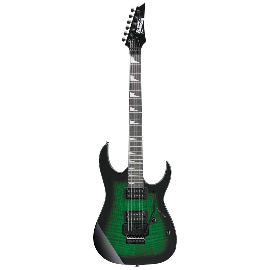 Front. Ibanez - Ibanez GRG320FATEB GIO RG 6 String Electric Guitar - Transparent Emerald Burst.
