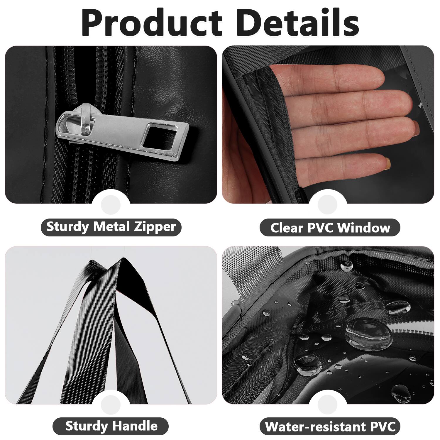 Product Details

- Sturdy Metal Zipper
- Clear PVC Window
- Sturdy Handle
- Water-resistant PVC