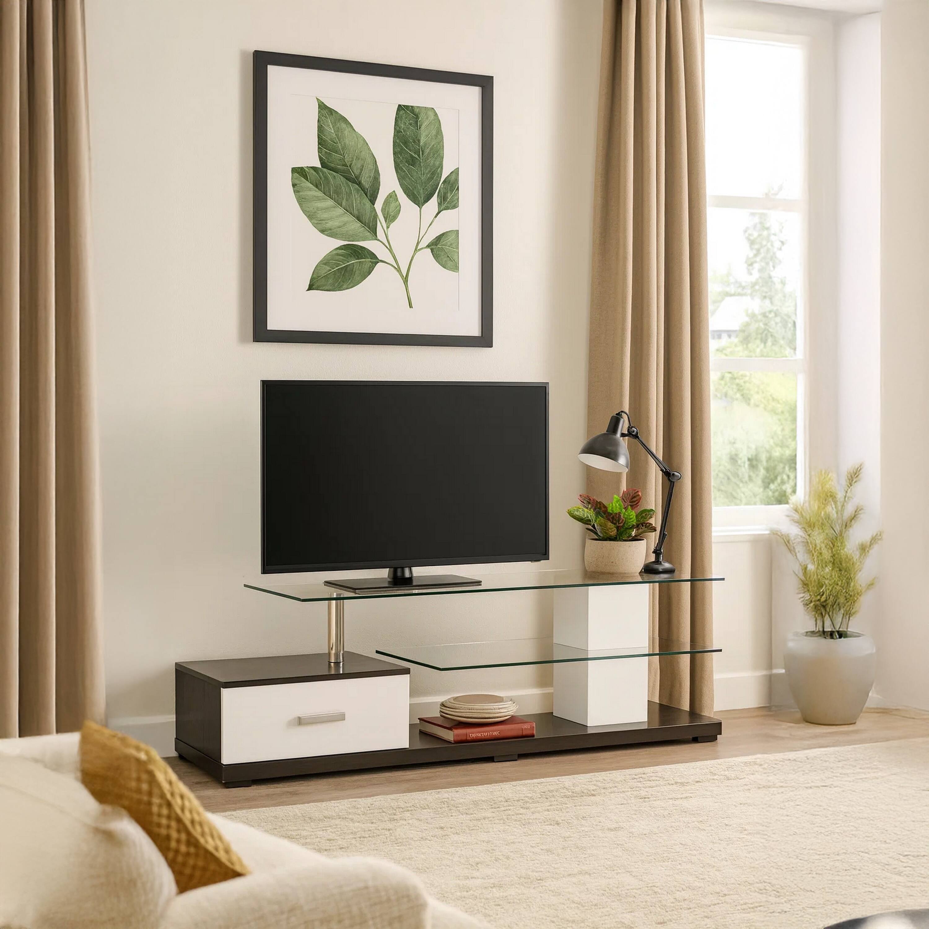 Alt View 6. Manhattan Lane - Affable TV Stand, White & Black - White & Black.