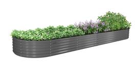 A Anleolife - Metal Oval Large Raised Garden Bed Planter Boxes for Vegetables Flowers Herbs (144 in. L x 36 in. W x 18 in. H) - Gray