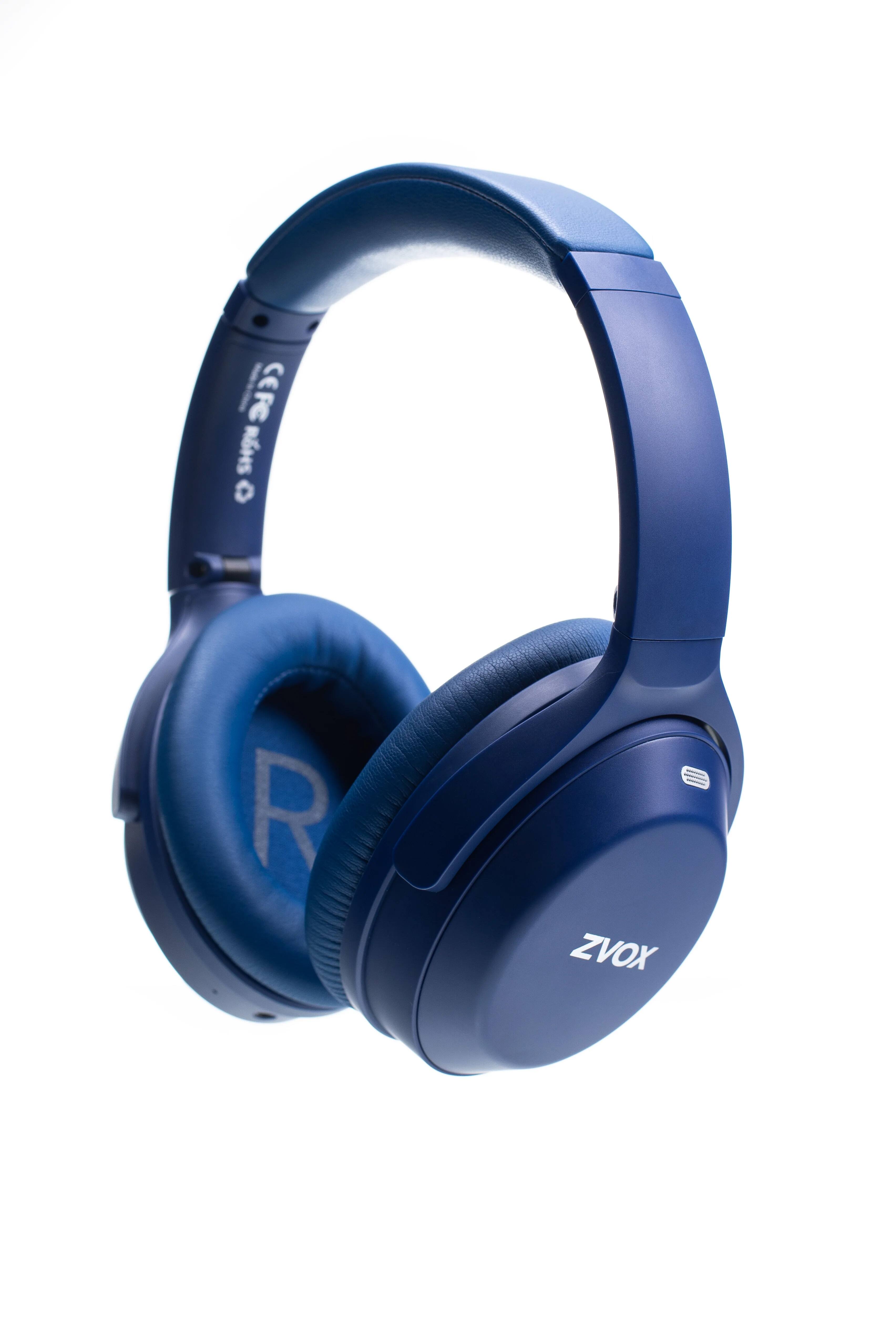 Front. ZVOX - AV52 AccuVoice Over the Ear Headphones - Blue.