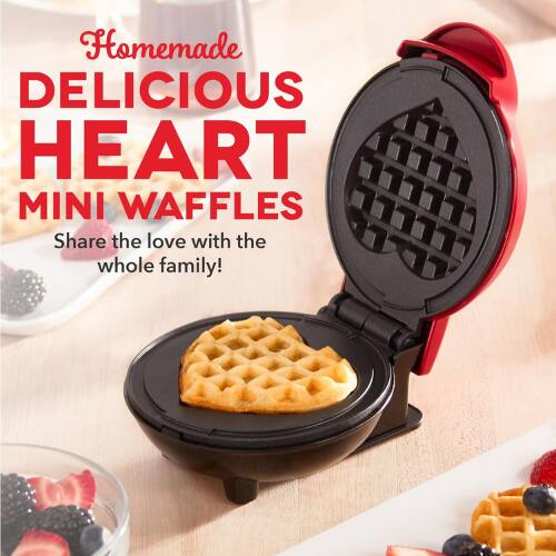 Homemade DELICIOUS HEART MINI WAFFLES  
Share the love with the whole family!