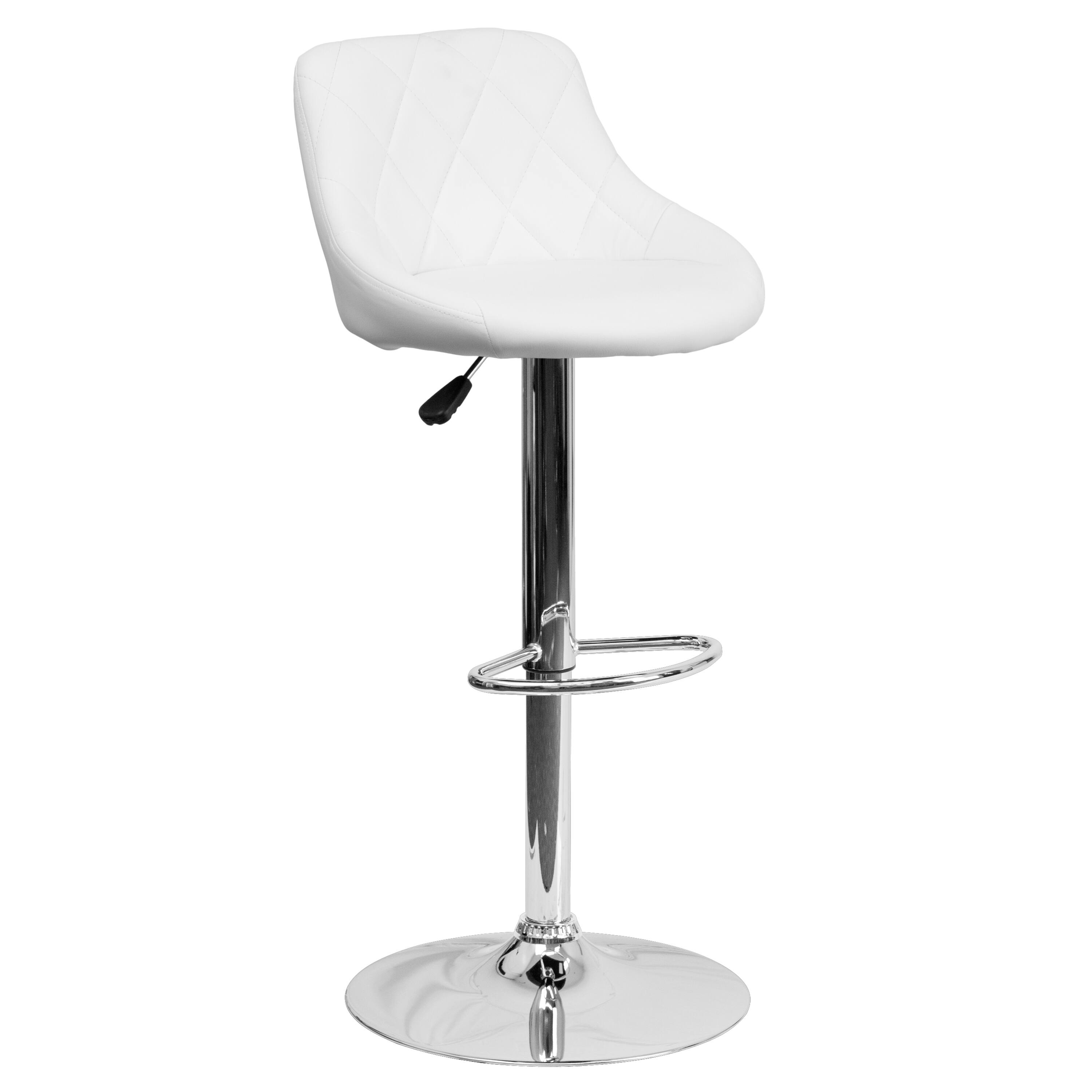 Alt View 1. Emma + Oliver - Bucket Seat Adjustable Height Barstool with Diamond Pattern Back - White.