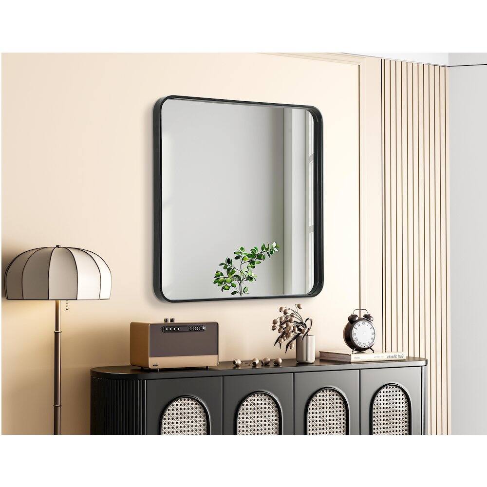 Alt View 2. Elegant Decor - Contour Metal Square Mirror 30x30 in Black - Black.