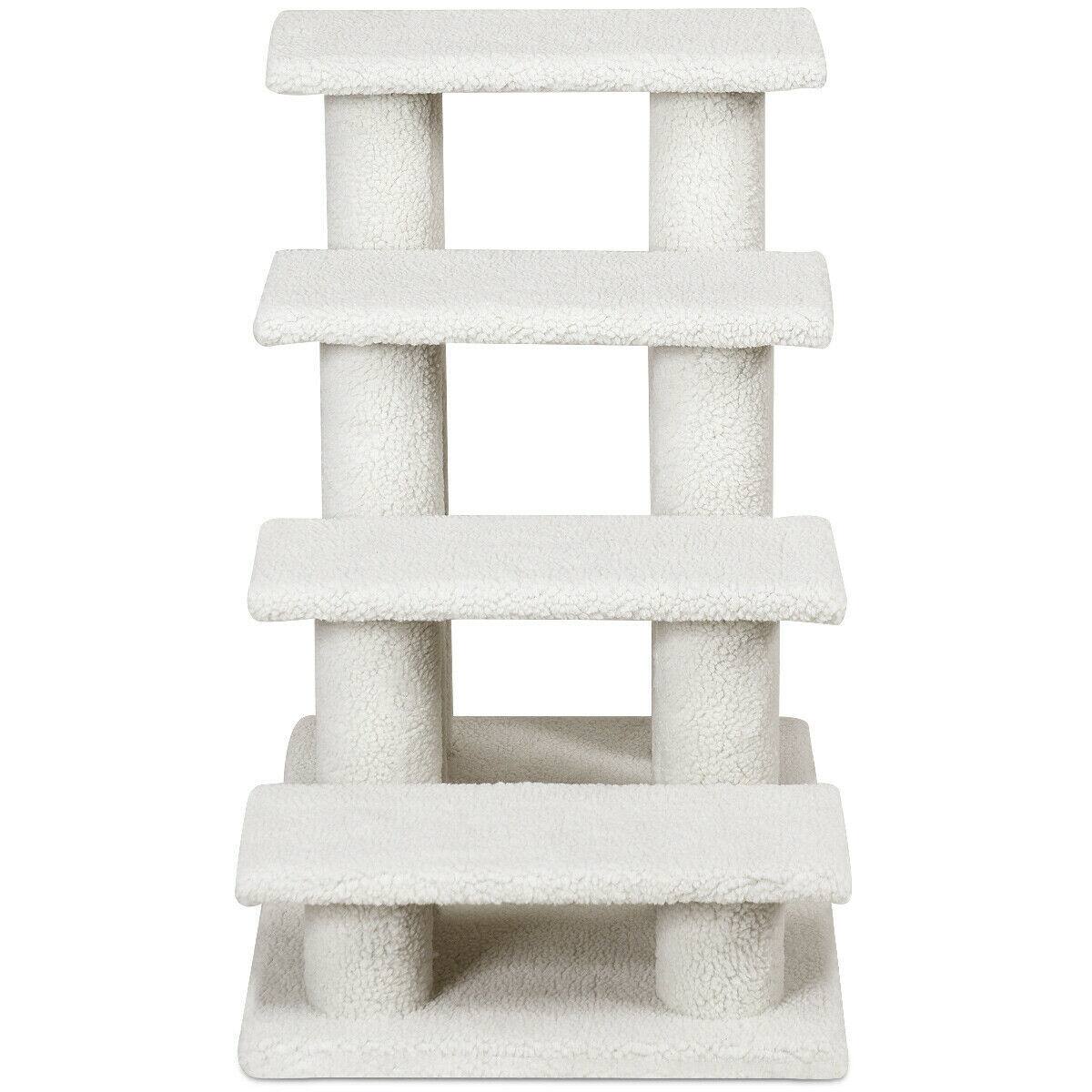 Alt View 9. Gymax - Gymax 24'' 4-Step Pet Stairs Carpeted Ladder Ramp 8 Scratching Post Cat Tree Climber.