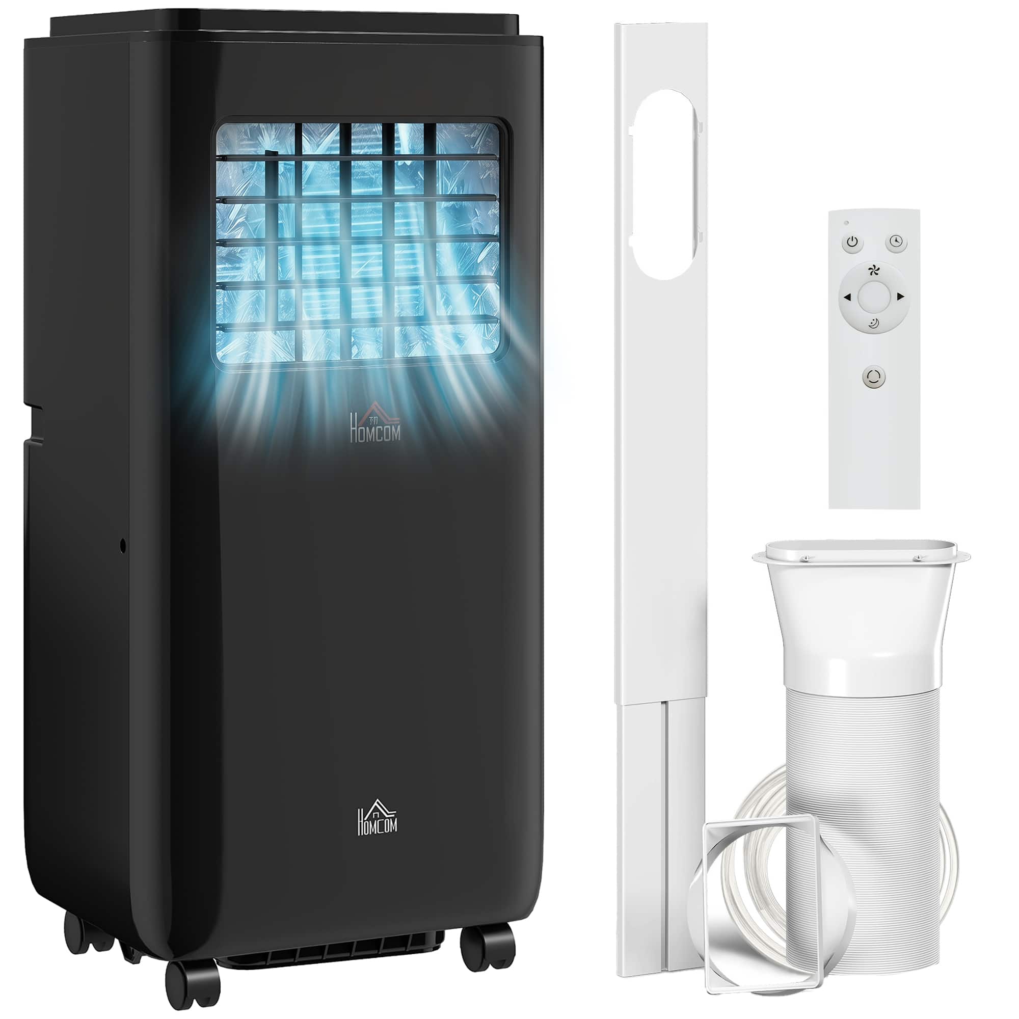 Homcom - BTU Moible Air Conditioner 345 Sq. Ft., Dehumidifier Fan Auto Sleep with 24H Timer On/Off - Black