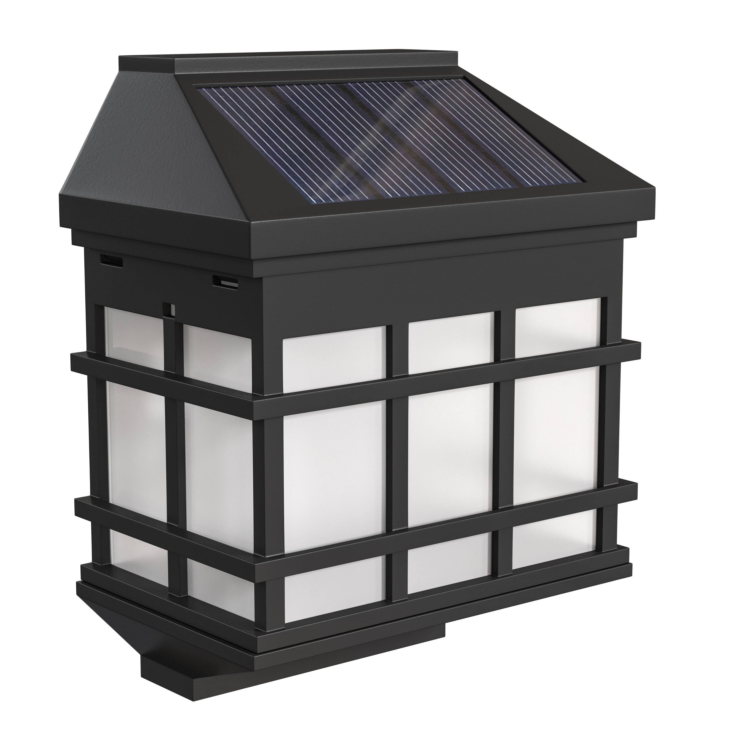 Alt View 10. Emma + Oliver - Set of 6 Solar Deck and Fence Lights, Decorative Outdoor Solar Powered Weatherproof Wall Mount Fence and Deck Lighting - Black.