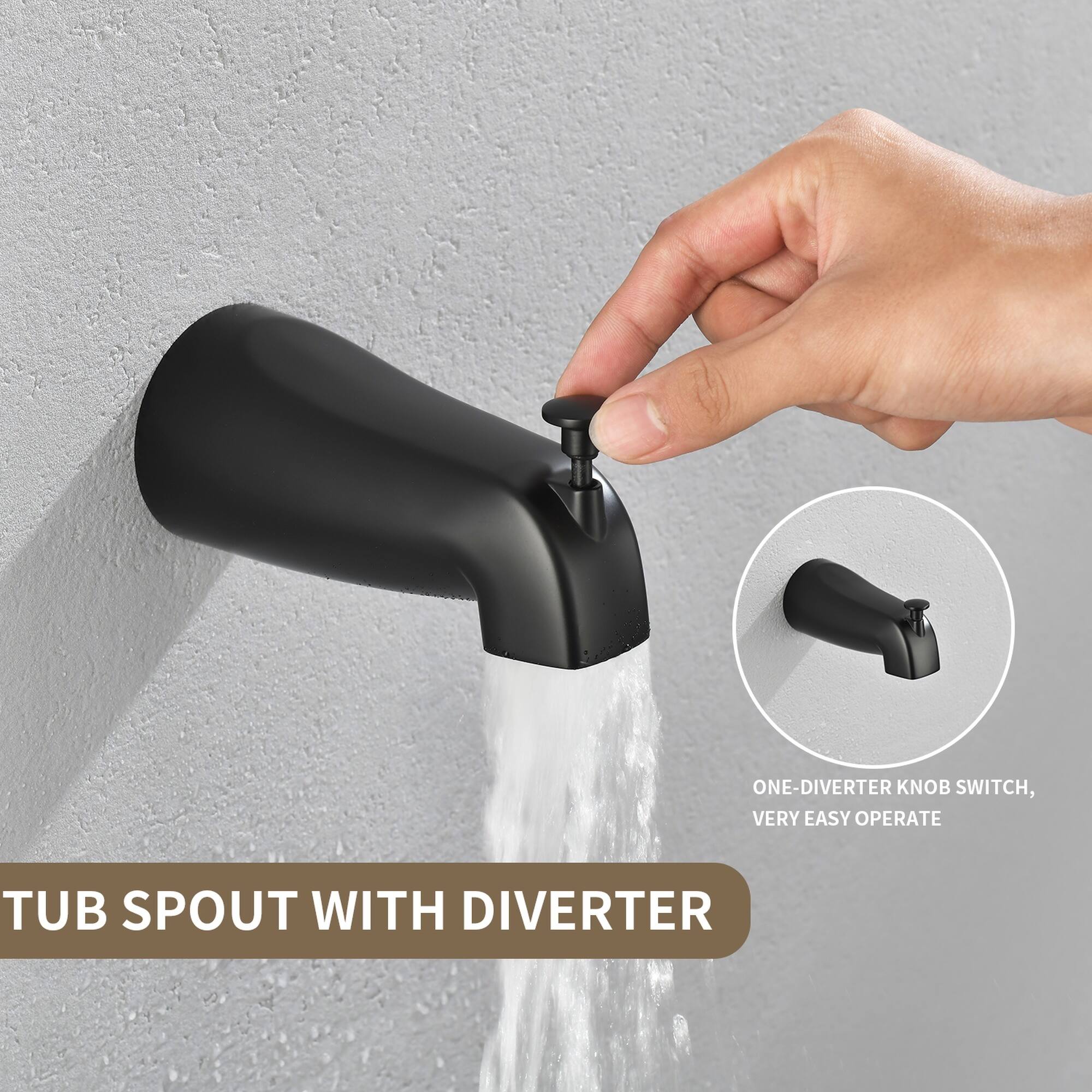 ONE-DIVERTER KNOB SWITCH, VERY EASY TO OPERATE TUB SPOUT WITH DIVERTER