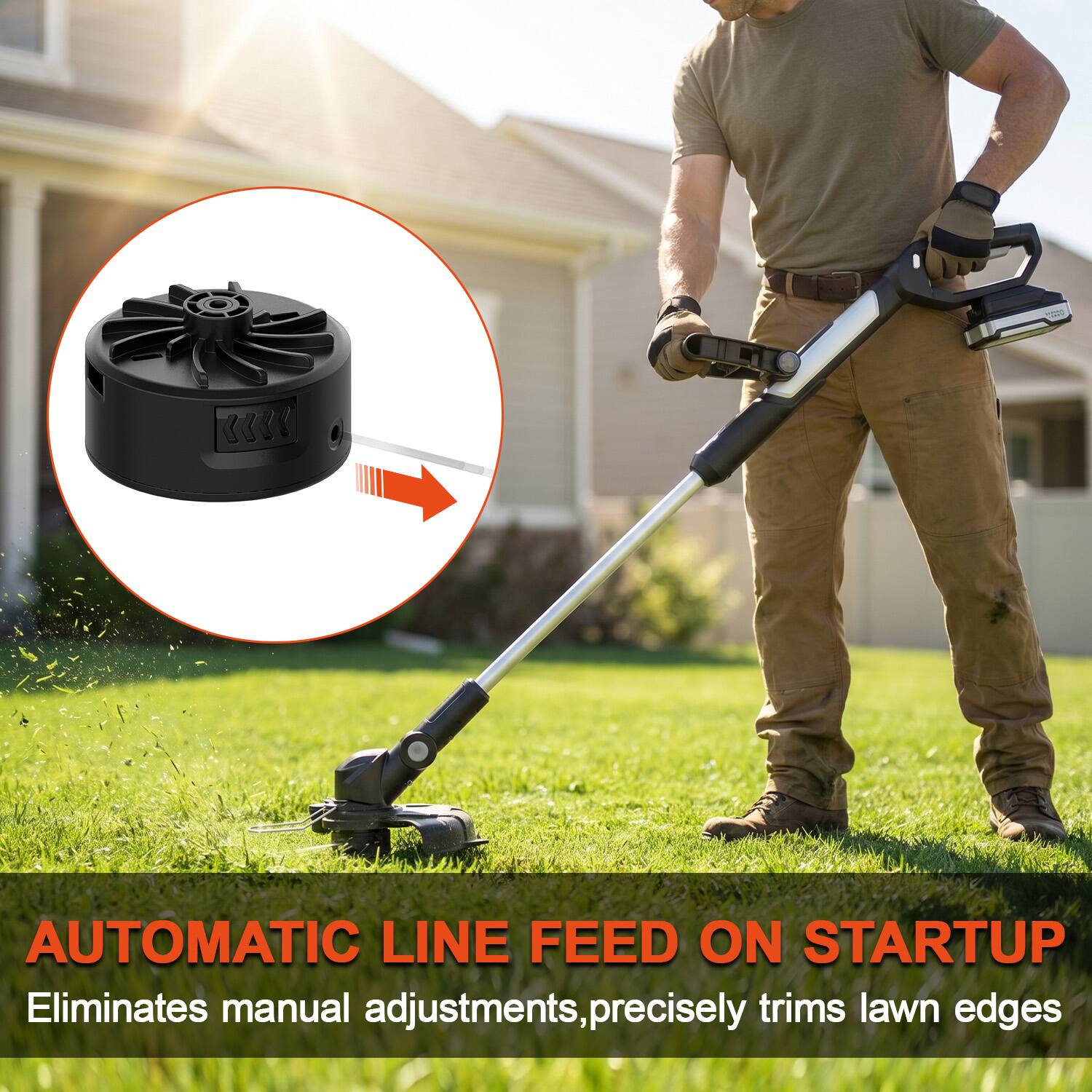 AUTOMATIC LINE FEED ON STARTUP  
Eliminates manual adjustments, precisely trims lawn edges