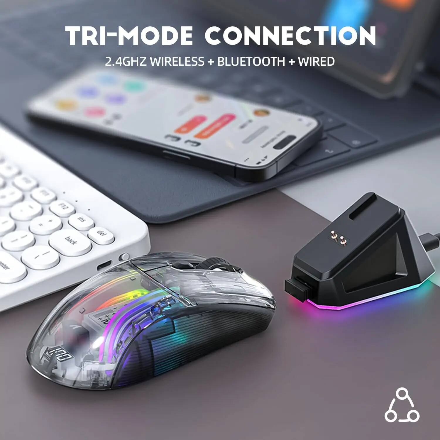TRI-MODE CONNECTION  
2.4GHZ WIRELESS + BLUETOOTH + WIRED