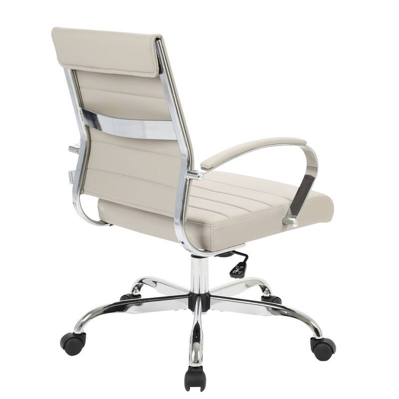 Alt View 5. LeisureMod - Set of 2 - Benmar Modern Leather Office Desk Chair with Ribbed Seat and Steel Frame Computer Chair - Tan.