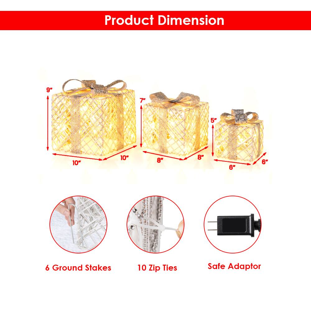Product Dimension

- 9" x 7" x 10"
- 8" x 8" x 10"
- 5" x 6" x 6"

6 Ground Stakes  
10 Zip Ties  
Safe Adaptor